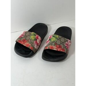 Gucci GG Blooms Supreme Black/Multicolor Slide Sandals, Womens Size 36